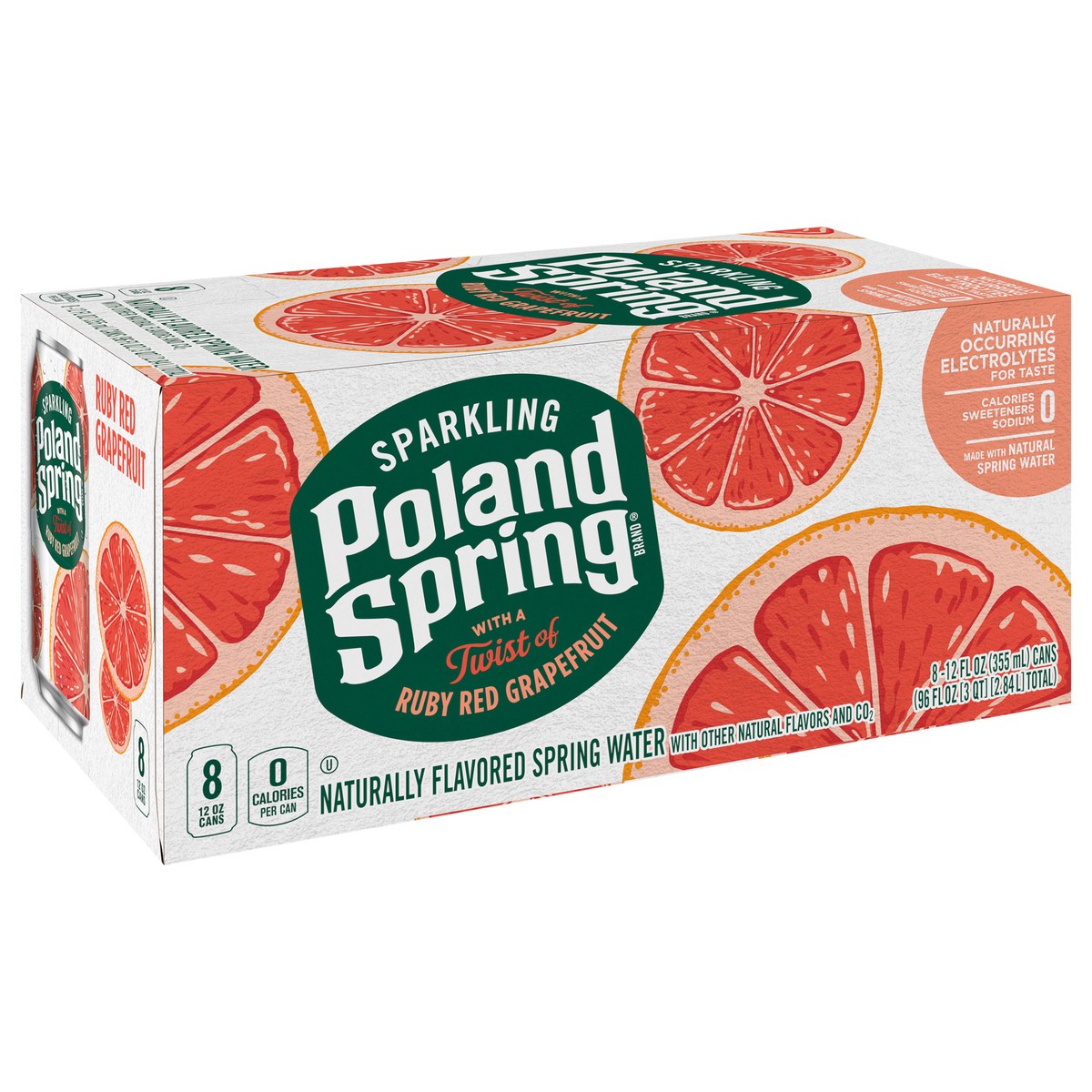 slide 2 of 8, Poland Spring Sparkling Water, Ruby Red Grapefruit, 12 oz. Can (8 Count), 12 oz