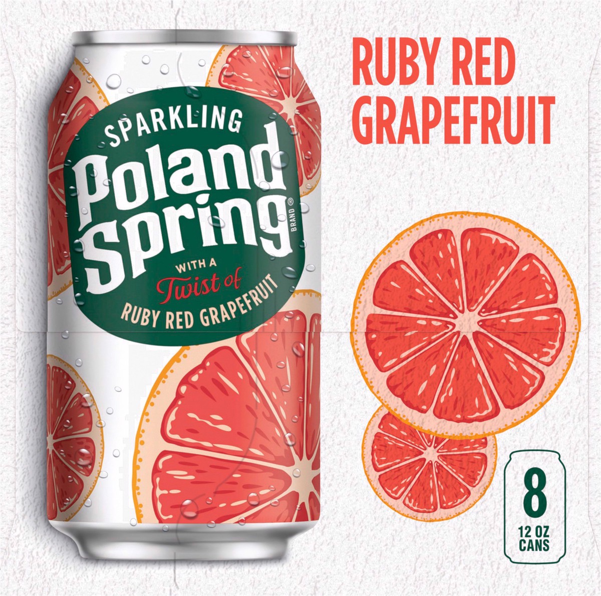 slide 6 of 8, Poland Spring Sparkling Water, Ruby Red Grapefruit, 12 oz. Can (8 Count), 12 oz