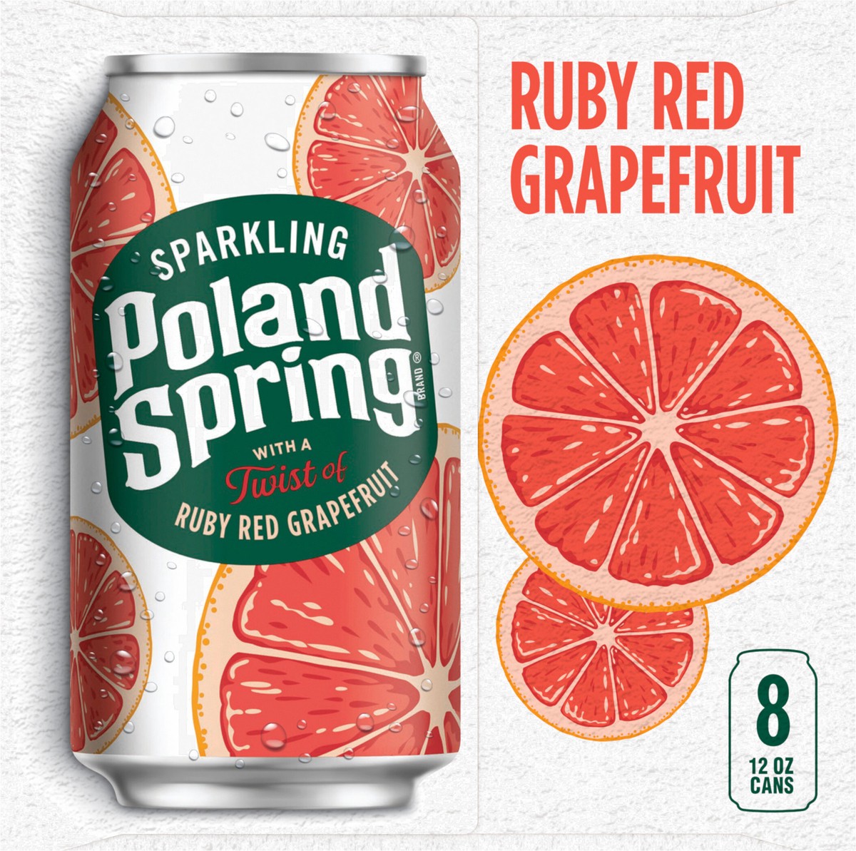 slide 7 of 8, Poland Spring Sparkling Water, Ruby Red Grapefruit, 12 oz. Can (8 Count), 12 oz