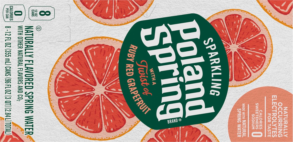 slide 8 of 8, Poland Spring Sparkling Water, Ruby Red Grapefruit, 12 oz. Can (8 Count), 12 oz