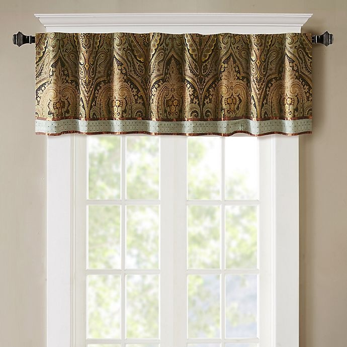 slide 1 of 3, Hampton Hill Canovia Springs Jacquard Pieced Rod Pocket Window Curtain Valance - Brown, 1 ct