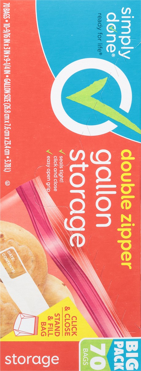 slide 3 of 9, Simply Done Big Pack Gallon Double Zipper Storage Bags 70 ea, 70 ct