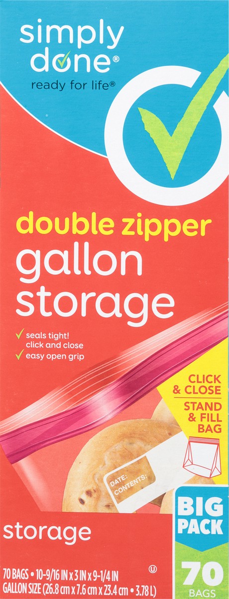 slide 6 of 9, Simply Done Big Pack Gallon Double Zipper Storage Bags 70 ea, 70 ct