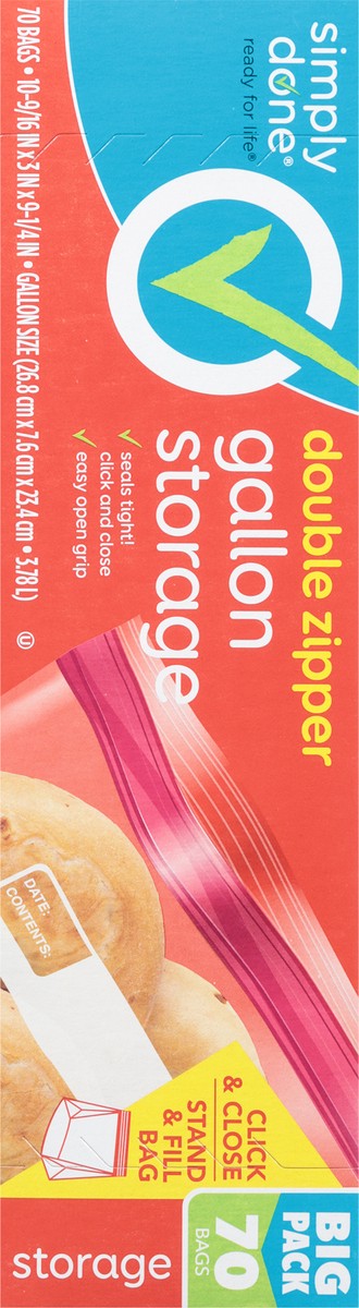 slide 2 of 9, Simply Done Big Pack Gallon Double Zipper Storage Bags 70 ea, 70 ct