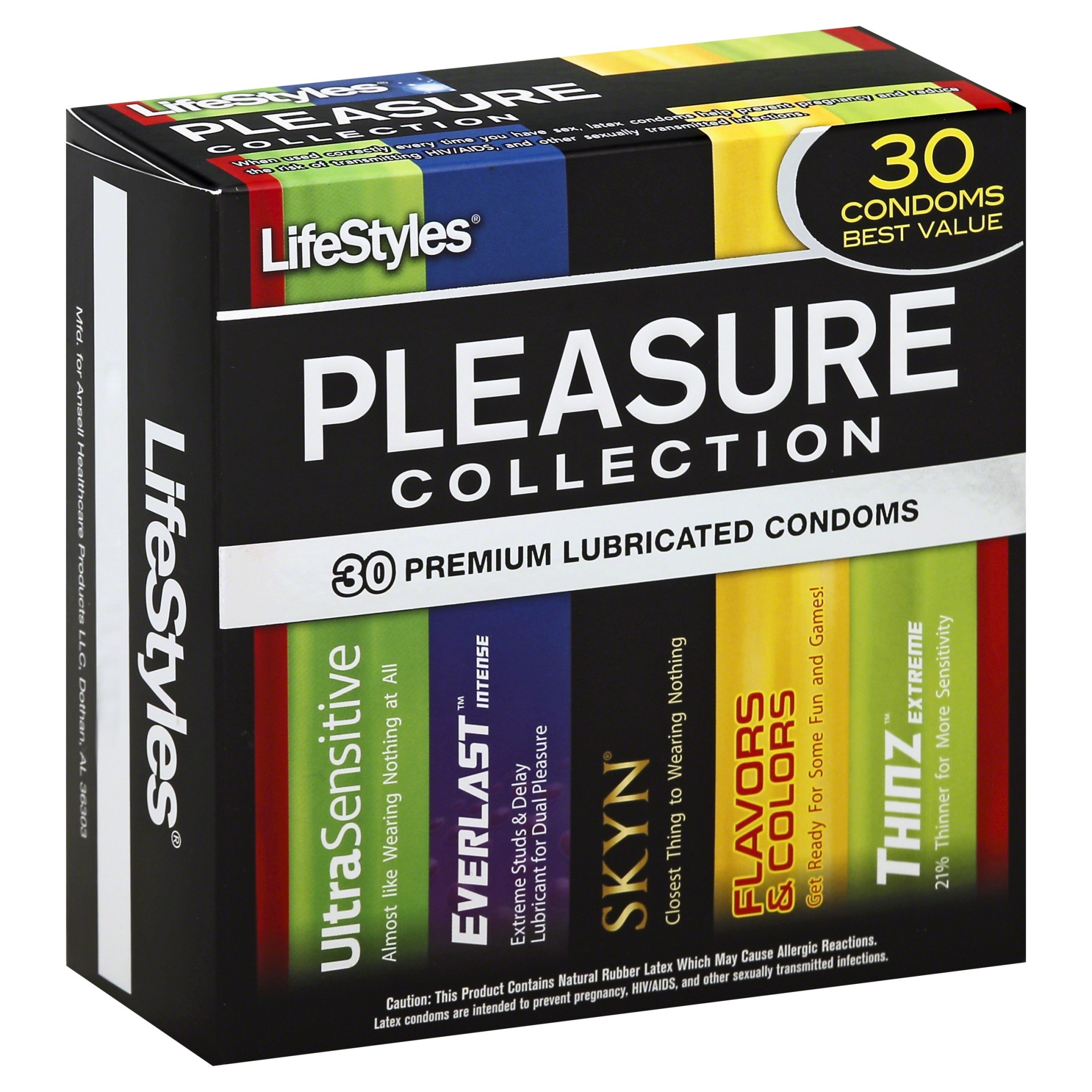 slide 1 of 1, LifeStyles Pleasure Collection Premium Lubricated Condoms, 30 ct