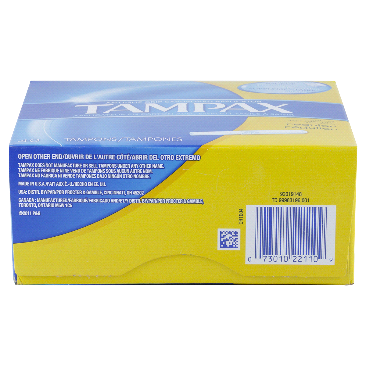 Tampax Anti Slip Grip Cardboard Applicator Regular Absorbency Tampons