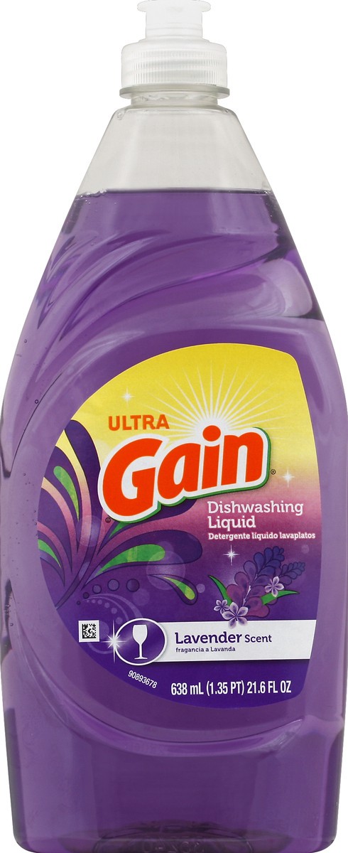 slide 1 of 8, Gain Ultra Dishwashing Liquid Lavender Scent, 21.6 oz