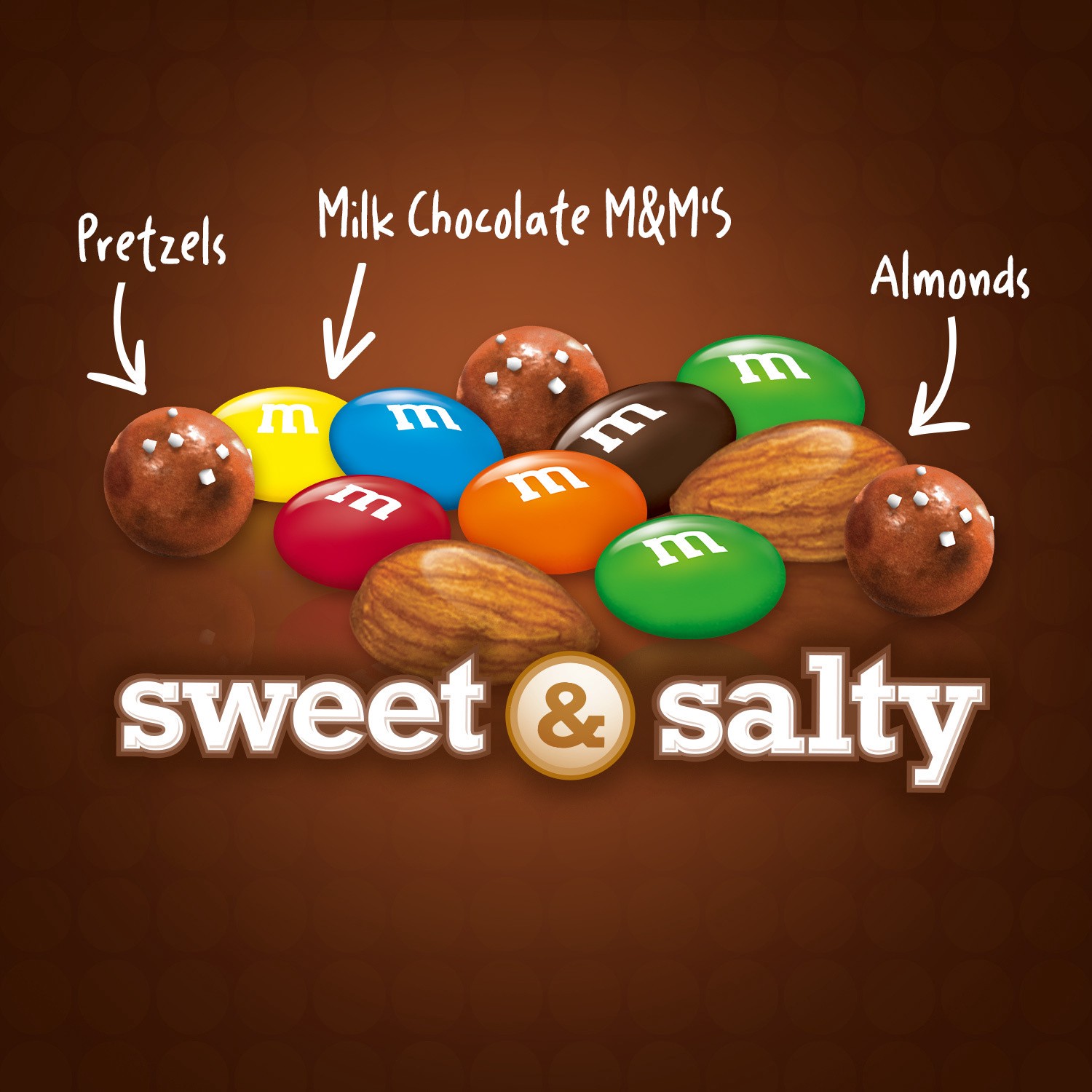 slide 2 of 3, M&M'S Milk Chocolate Snack Mix Sweet & Salty Sharing Size 7.7 Ounce Pouch, 7 oz