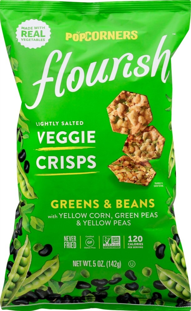 slide 1 of 1, PopCorners Flourish Greens Beans Lightly Salted Veggie Crisps, 5 oz