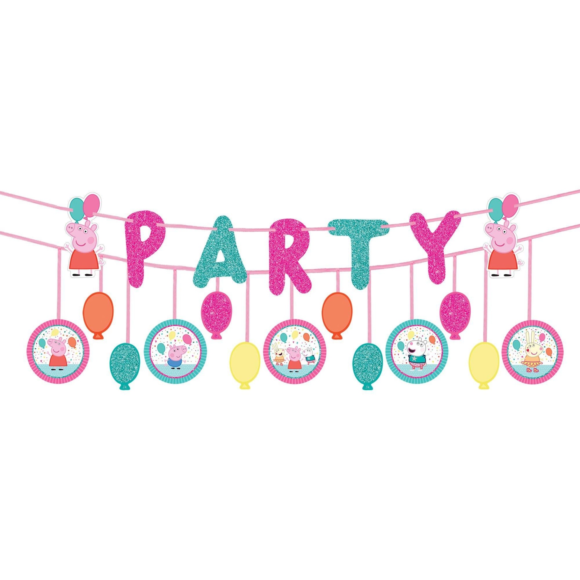 slide 1 of 1, Party City Glitter Peppa Pig Confetti Party Banners, 2 ct