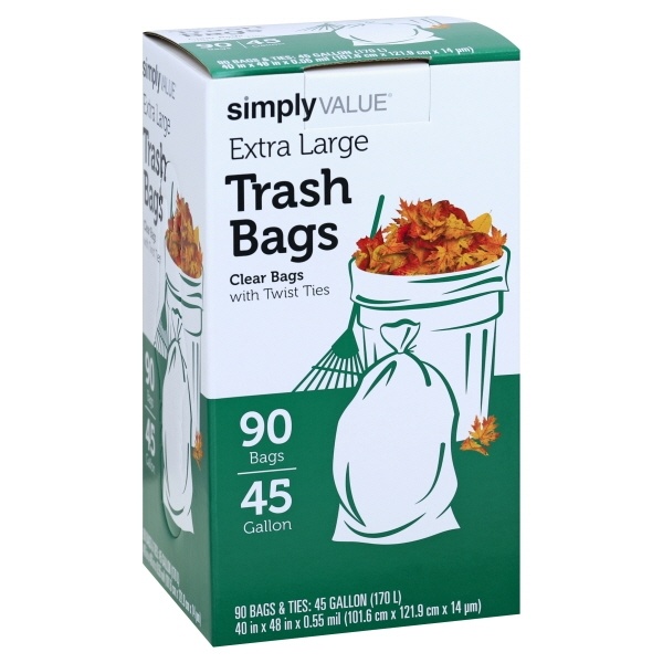 slide 1 of 1, Simply Value Trash Bags, 90 ct