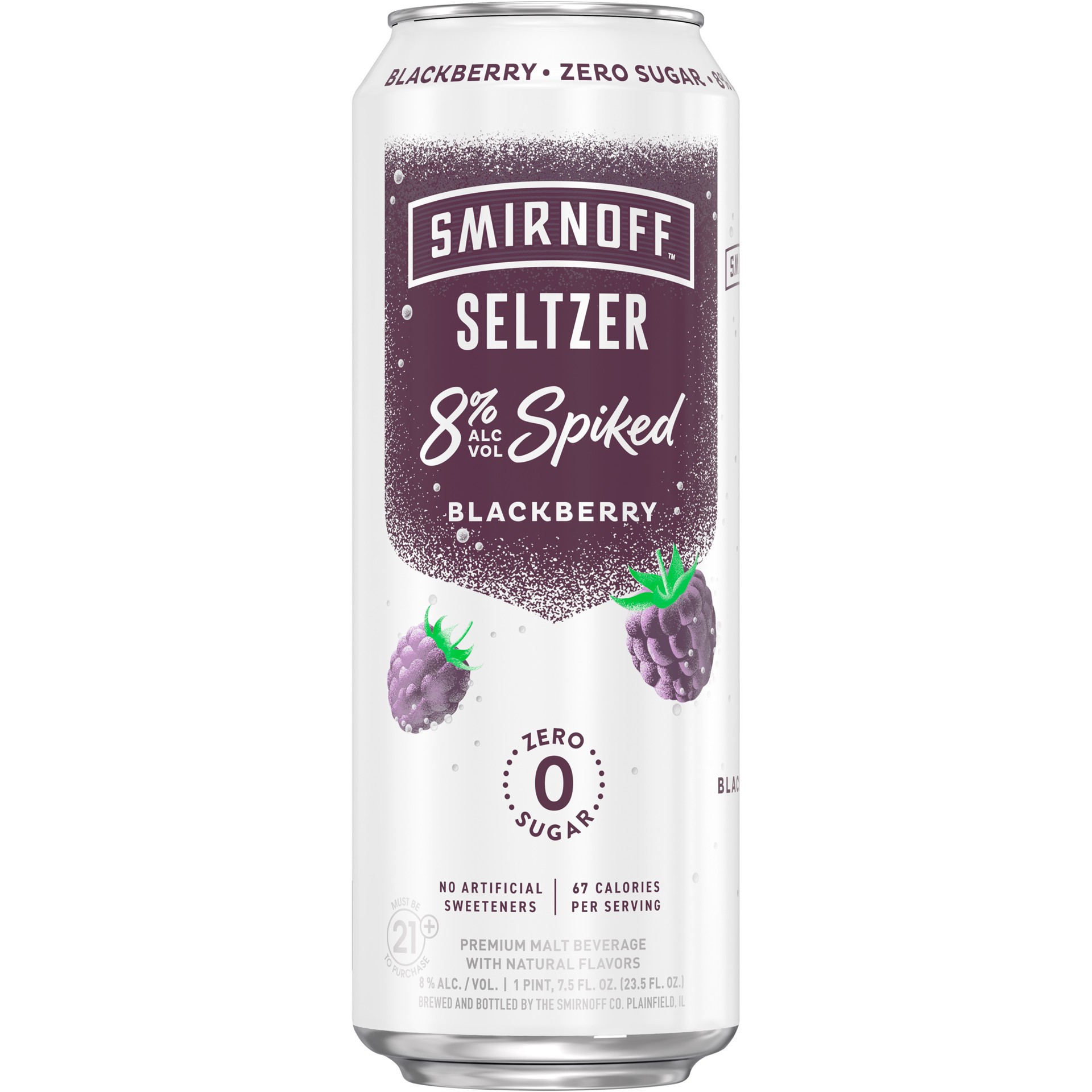 slide 1 of 2, Smirnoff Spiked Seltzer Blackberry, 23.5oz Single Can, 8% ABV, 23.50 fl oz