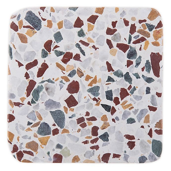 slide 1 of 1, Artisanal Kitchen Supply S/4 Red/Green Flecked Wht Terrazzo coaster set, 1 ct