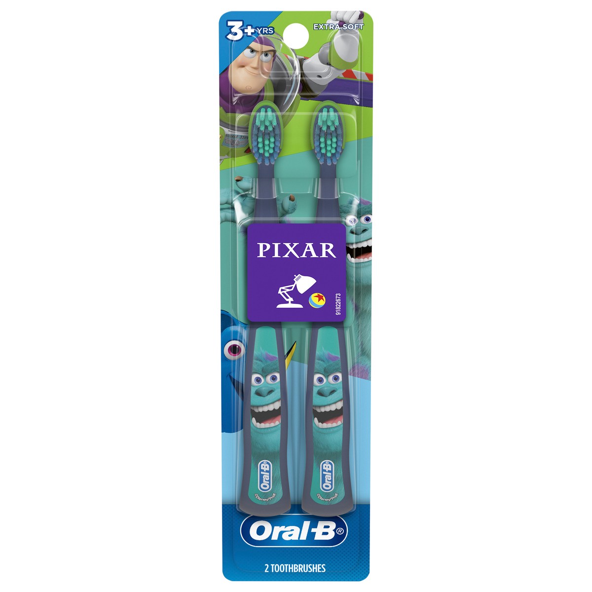 slide 1 of 3, Oral-B Kids Manual Toothbrush featuring PIXAR favorites, Soft Bristles, For Children and Toddlers 3+, 2 count, 2 ct