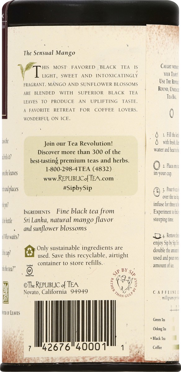 slide 6 of 11, The Republic of Tea Bags Mango Ceylon Black Tea - 50 ct, 50 ct