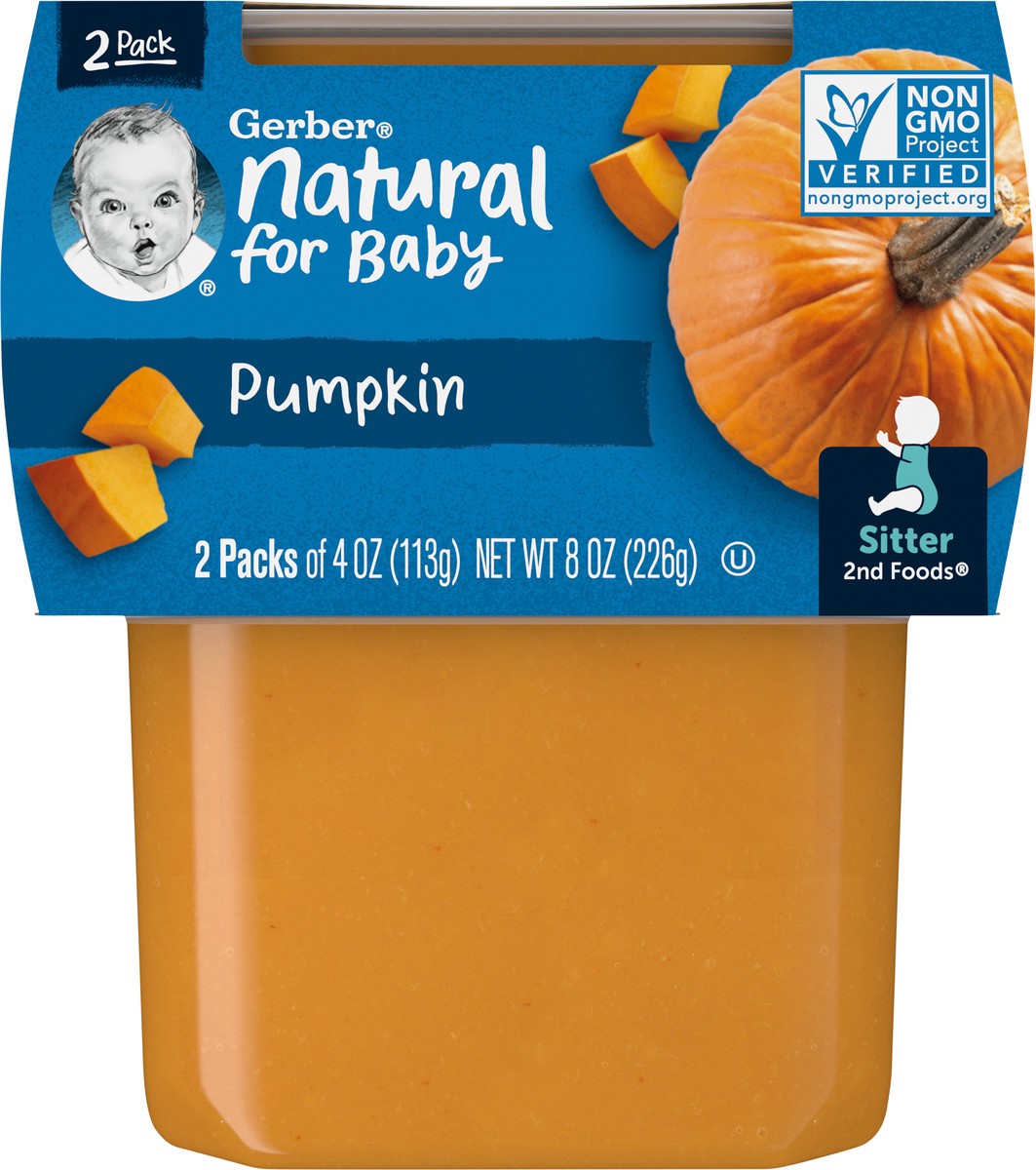 slide 4 of 9, Gerber Stage 2 Baby Food, Pumpkin Puree, 4 oz Tubs (2 Pack), 2 ct