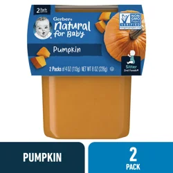 Gerber Stage 2 Baby Food, Pumpkin Puree, 4 oz Tubs (2 Pack)