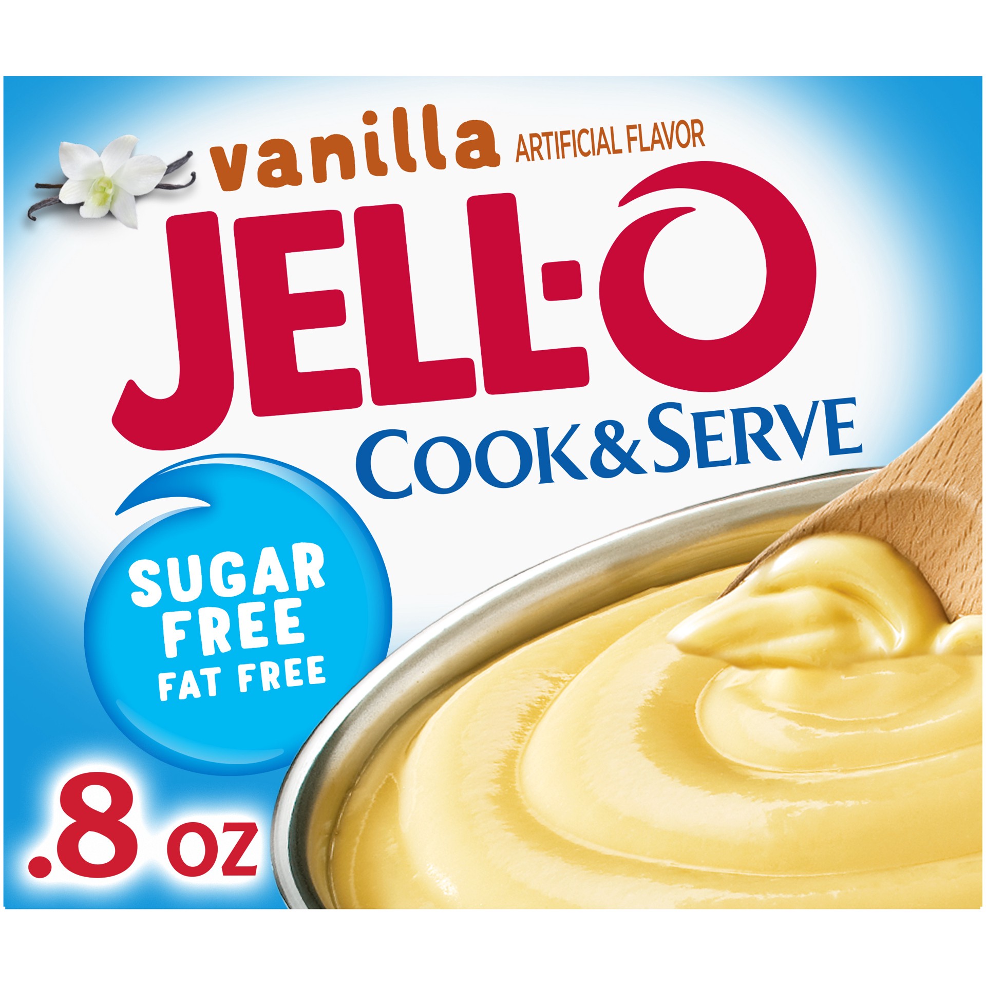 slide 1 of 9, Jell-O Cook & Serve Vanilla Sugar Free & Fat Free Pudding & Pie Filling Mix, 0.8 oz Box, 0.8 oz