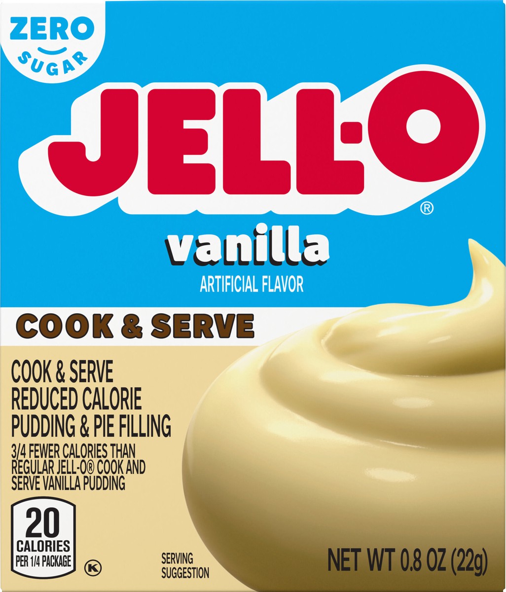 slide 6 of 9, Jell-O Cook & Serve Vanilla Sugar Free & Fat Free Pudding & Pie Filling Mix, 0.8 oz Box, 0.8 oz