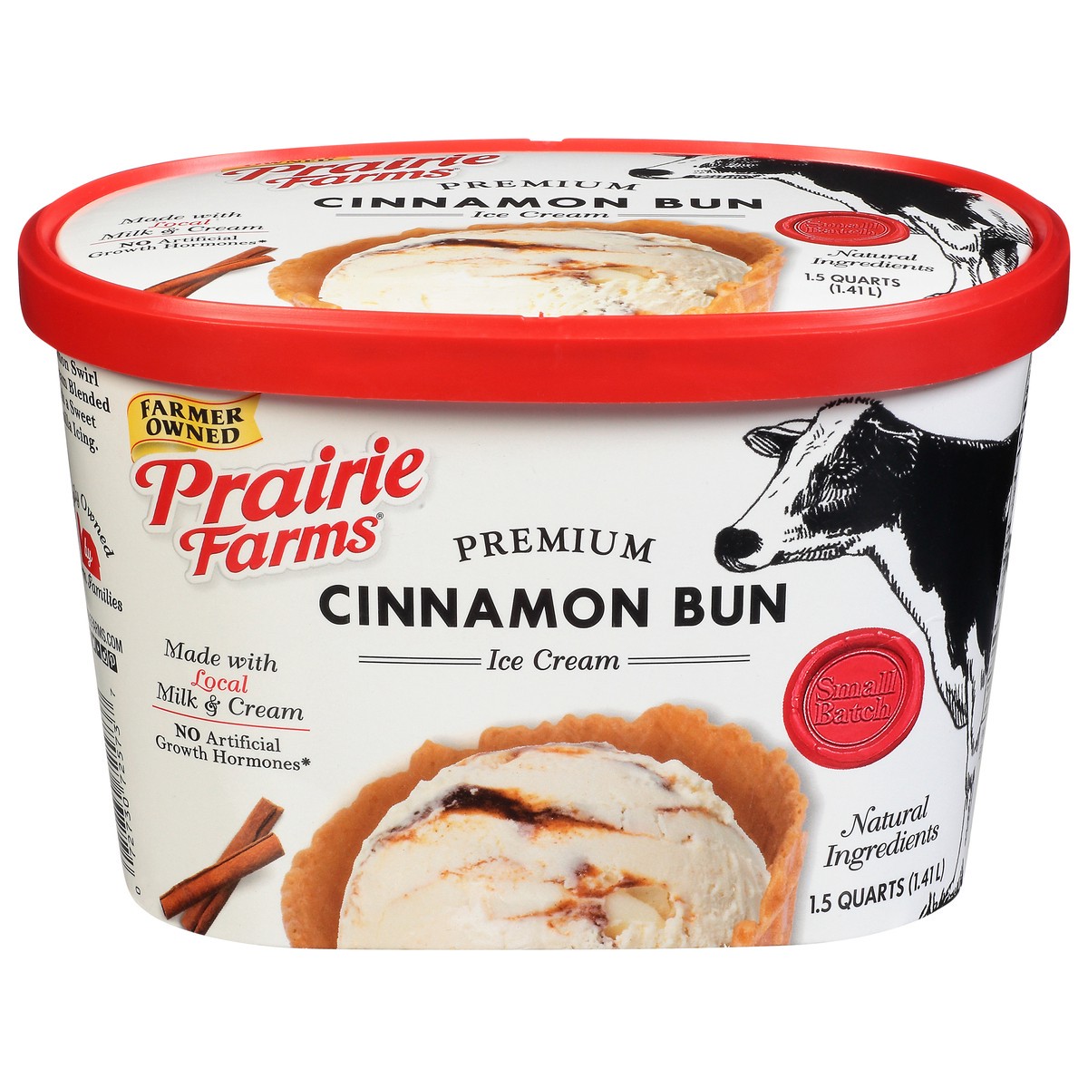 slide 1 of 11, Prairie Farms Ice Cream, Cinnamon Bun Flavor, Premium, 48 oz