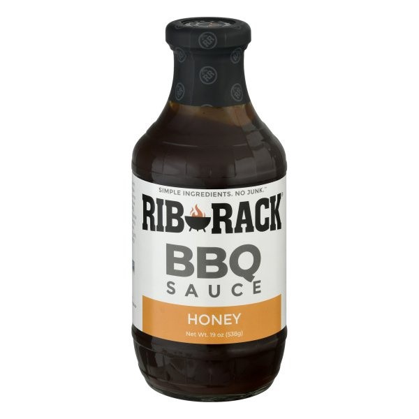 slide 1 of 9, Rib Rack Honey BBQ Sauce 19 oz, 19 ct