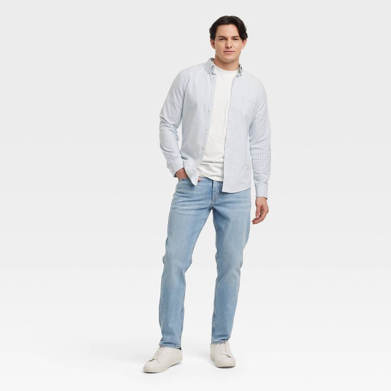 slide 3 of 3, Men's Fit Jeans - Goodfellow & Co™ Light Blue 34x34: Mid Rise, Denim, Straight Leg, Stretch, 1 ct