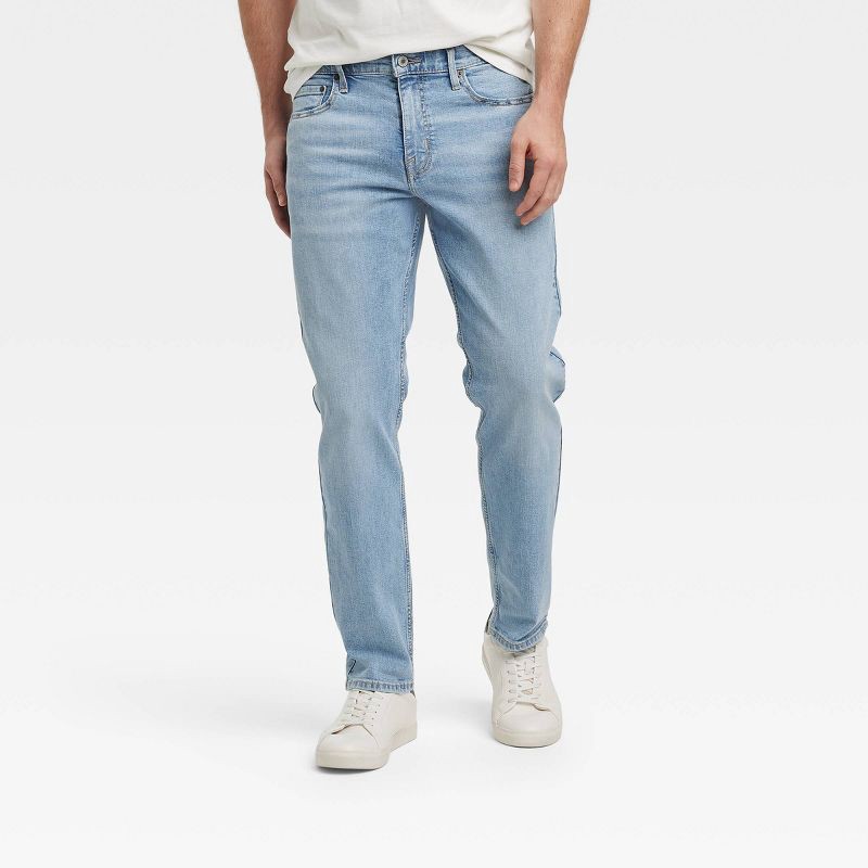 slide 1 of 3, Men's Fit Jeans - Goodfellow & Co™ Light Blue 34x34: Mid Rise, Denim, Straight Leg, Stretch, 1 ct
