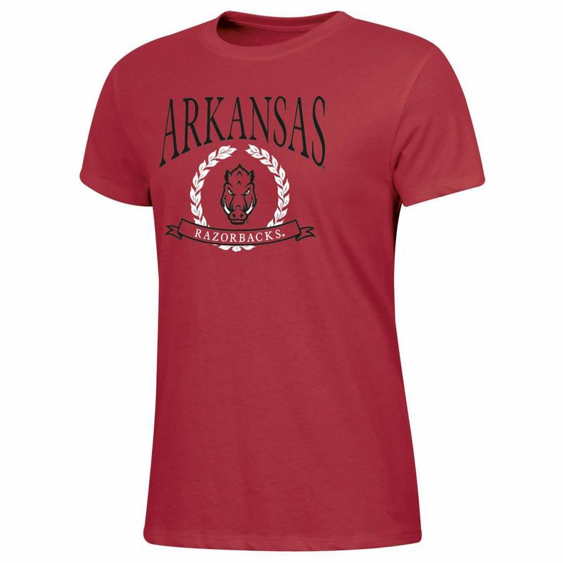 slide 1 of 3, NCAA Arkansas Razorbacks Women's Crew Neck T-Shirt - M: Relaxed Fit, Lightweight Jersey, 1 ct