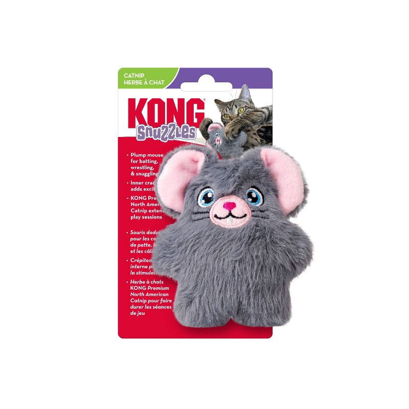 slide 1 of 5, KONG Cat Snuzzles Mouse Cat Animal Toy - Brown, 1 ct
