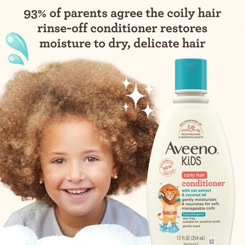 slide 3 of 7, Aveeno Kids' Coily Hair Conditioner - 12 fl oz, 12 fl oz
