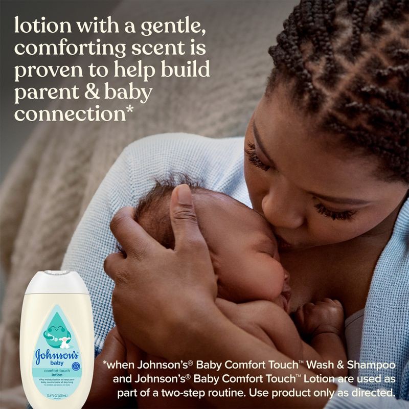 slide 7 of 8, Johnson's Comfort Touch Newborn Baby Face & Body Lotion - 13.6 fl oz, 13.6 fl oz