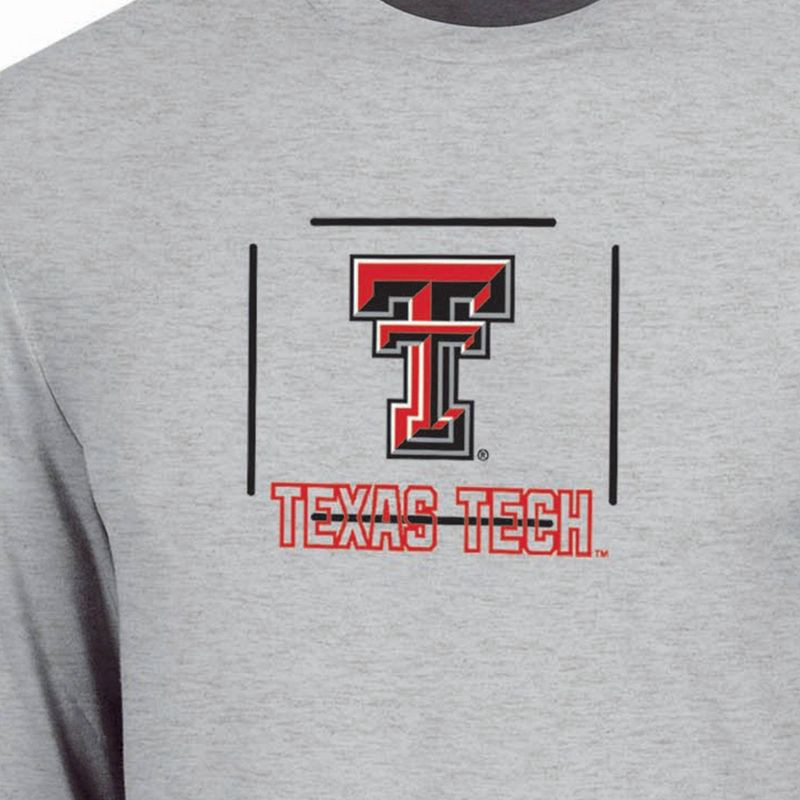 slide 3 of 3, NCAA Texas Tech Red Raiders Men's Gray Long Sleeve T-Shirt - M: Crew Neck, 1 ct
