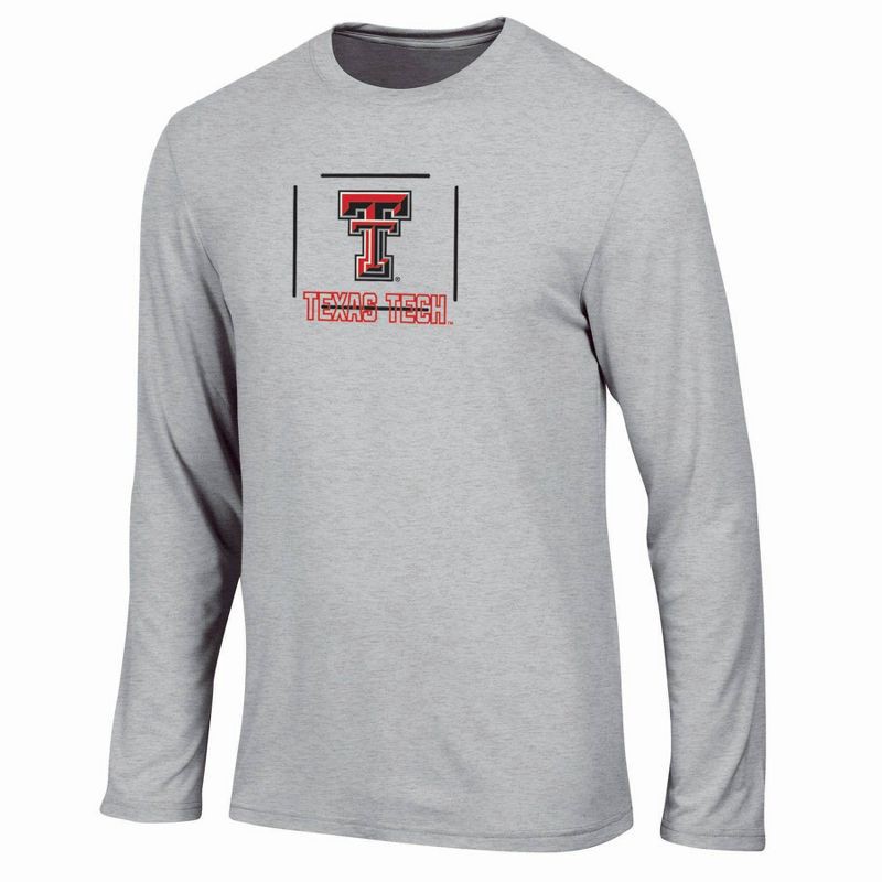 slide 1 of 3, NCAA Texas Tech Red Raiders Men's Gray Long Sleeve T-Shirt - M: Crew Neck, 1 ct
