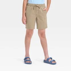 Boys' Pull-On 'Above the Knee' Shorts - Cat & Jack™ Tan M: Cotton Twill, Mid Rise, Drawstring Waist