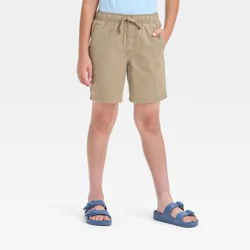 Boys' Pull-On 'Above the Knee' Shorts - Cat & Jack™ Tan XXL Husky: Cotton Twill, Mid Rise, Drawstring Waist