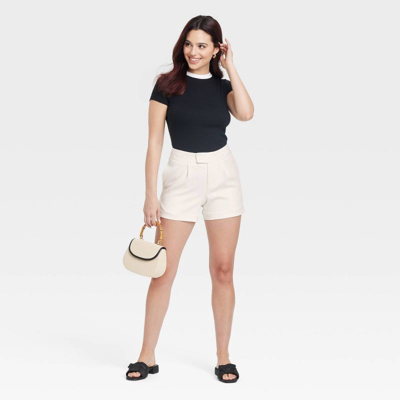 slide 3 of 3, Women's High-Rise Tailored Shorts - A New Day™ White 6: Recycled Polyester Blend, Midweight, 4" Inseam, 1 ct