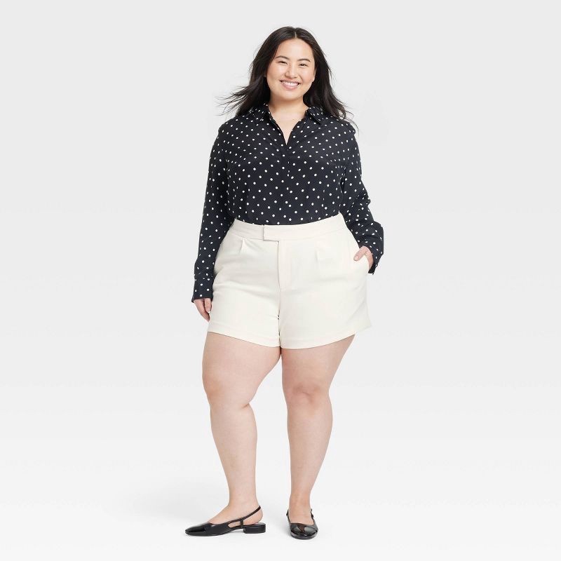 slide 3 of 3, Women's High-Rise Tailored Shorts - A New Day™ White 17: Recycled Polyester, Inside Pocket, 1 ct