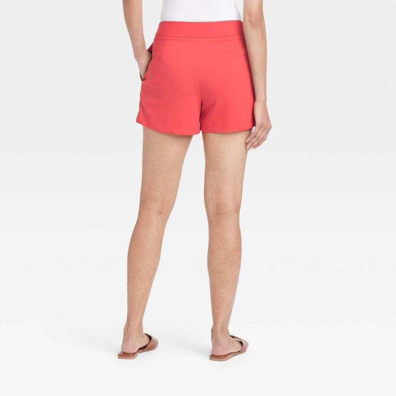 slide 2 of 3, Women's High-Rise Tailored Shorts - A New Day™ Red 2: Recycled Polyester, Inside Pocket, Woven Fabric, 1 ct