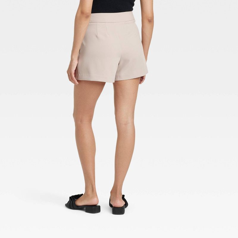 slide 2 of 3, Women's High-Rise Tailored Shorts - A New Day™ Beige 14: Recycled Polyester Blend, Casual Fit, Inside Pocket, 4" Inseam, 1 ct
