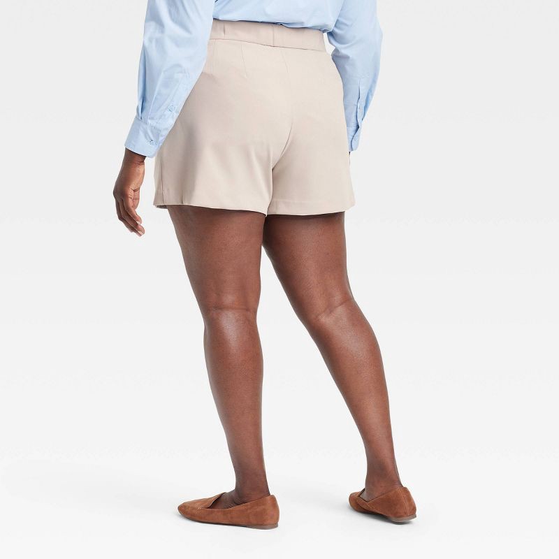 slide 2 of 3, Women's High-Rise Tailored Shorts - A New Day™ Beige 17: Recycled Polyester Blend, Inside Pocket, Machine Washable, 1 ct
