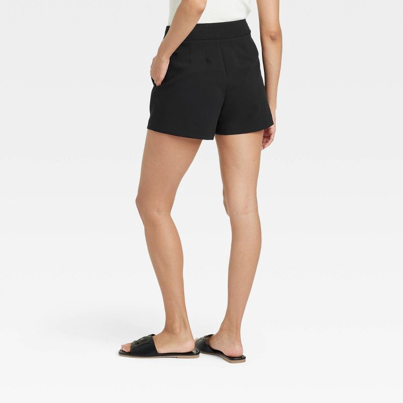 slide 2 of 3, Women's High-Rise Tailored Shorts - A New Day™ Black 2: Recycled Polyester, Inside Pocket, 1 ct