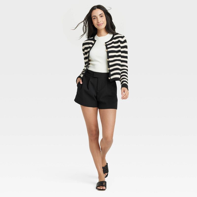 slide 3 of 3, Women's High-Rise Tailored Shorts - A New Day™ Black 8: Recycled Polyester, Midweight, Inside Pocket, 1 ct