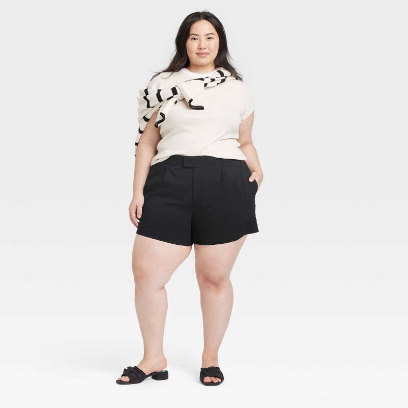 slide 3 of 3, Women's High-Rise Tailored Shorts - A New Day™ Black 17: Recycled Polyester, Inside Pocket, 1 ct