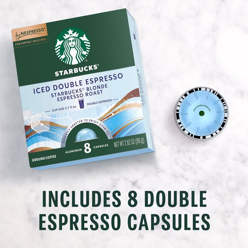 slide 3 of 8, Starbucks by Nespresso Vertuo Line Iced Double Espresso Blonde Light Roast Coffee Pods - 8ct, 8 ct