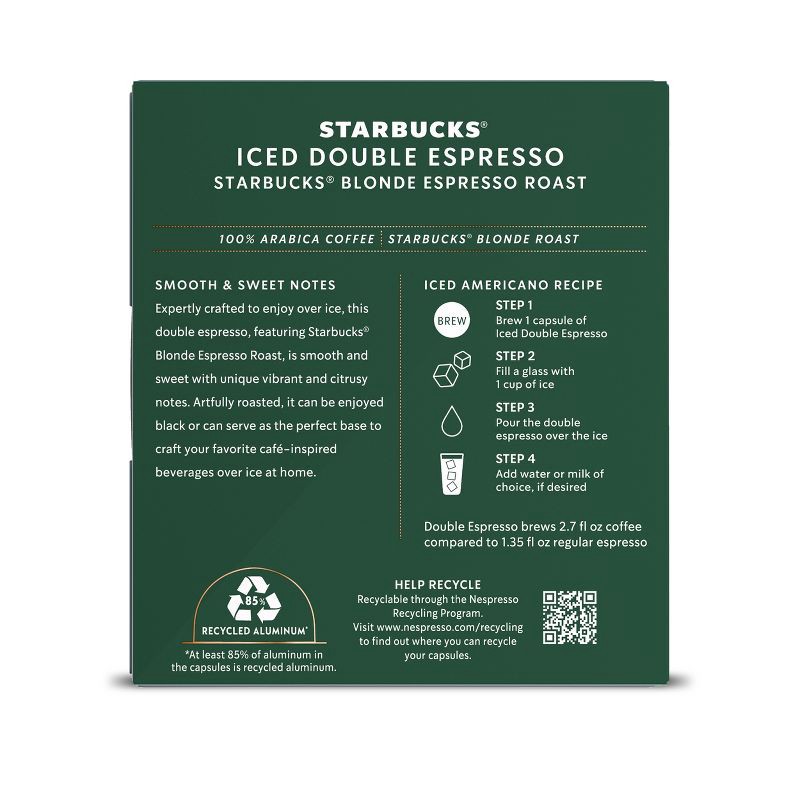 slide 8 of 8, Starbucks by Nespresso Vertuo Line Iced Double Espresso Blonde Light Roast Coffee Pods - 8ct, 8 ct