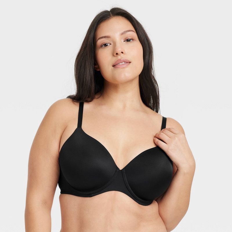 slide 4 of 6, Women's Lightly Lined Full Coverage Bra - Auden™ Black 36B: Adjustable Straps, Underwire, Molded Cups, Hand Wash, Knit Fabric, 1 ct