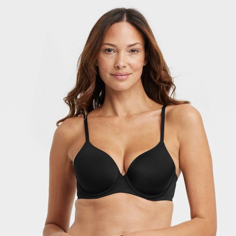 slide 1 of 6, Women's Lightly Lined Full Coverage Bra - Auden™ Black 38B: Underwire, Adjustable Straps, Knit Fabric, 1 ct