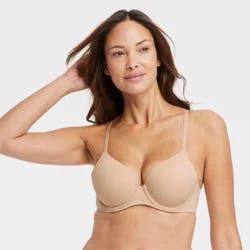 Women's Lightly Lined Full Coverage Bra - Auden™ Pearl Tan 32A: Adjustable Straps, Underwire, Molded Knit Cup, Hand Wash