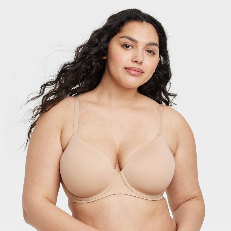 slide 4 of 6, Women's Lightly Lined Full Coverage Bra - Auden™ Pearl Tan 36B: Adjustable Straps, Underwire, Molded Cups, Hand Wash, 1 ct