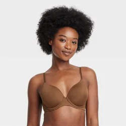 Women's Lightly Lined Full Coverage Bra - Auden™ Brown 36A: Adjustable Strap, Underwire, Molded Cup, Hand Wash